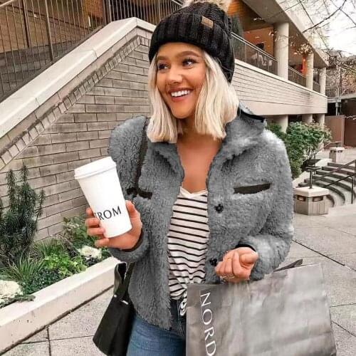 Ladies Winter Leather Jacket Warm Womens Clothing Winter 2020 Biker New Arrival High Quality Shaggy Faux Sheepskin Ins Fashion