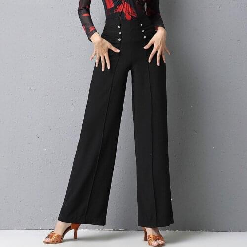 Latin Dance Pants For Women Wine Red/Black Long Style Practice Pants Ballroom Dance Rumba Tango Samba Training Trousers DQL4502