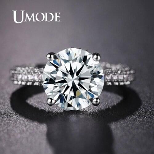 UMODE White Gold Color Wedding Rings for Women Bijoux Ring AAA Jewelry Bague Accessories Femme Engagement Gift for Girls UR0574A