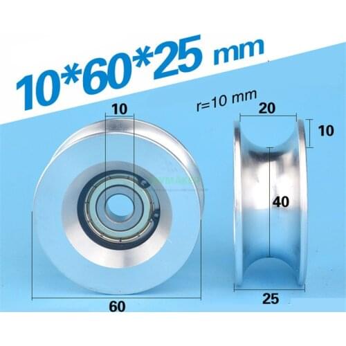 10*60*25mm U roller, GL-R10-D10 jump ring metal aluminum bearing pulley wheel for Haitian injection molding machine/safety door