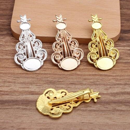 10 Pieces 52*28mm Metal Pipa Shape Hair Clip Hairpin Claw Barrette Settings Hairwear For Women