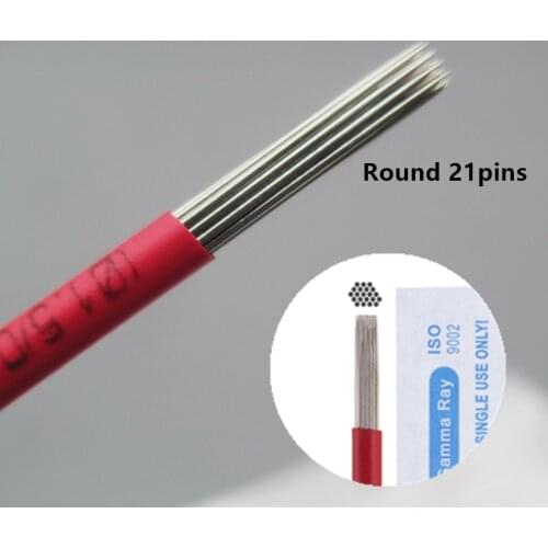 10pcs Round 21 Pins Needles Permanent Makeup High Efficiency Microblading Fog Eyebrow Needles For Manual Pen