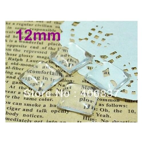 100pcs/Lot, Good Quality 12mm Dome Square Transparent Clear Magnifying Glass Cabochon