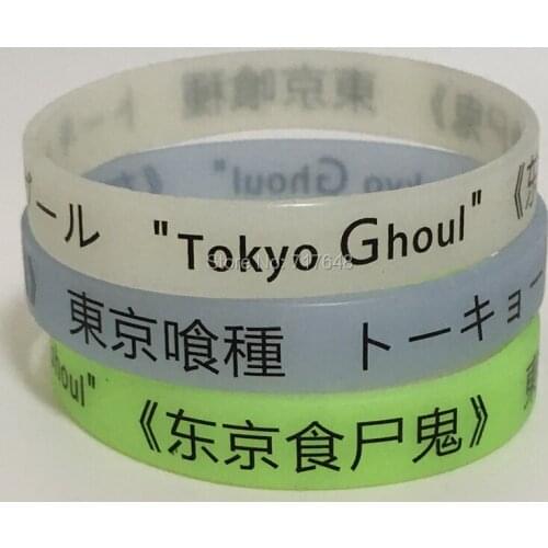 100pcs glow in the dark Tokyo Ghoul wristband silicone bracelets free shipping by ePacket