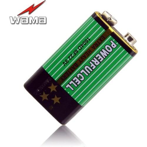 20pcs/Box Wama 6F22 Primary Dry Battery 9V Laminated Carbon Batteries for Alarm Microphone Ultra Long Working Life