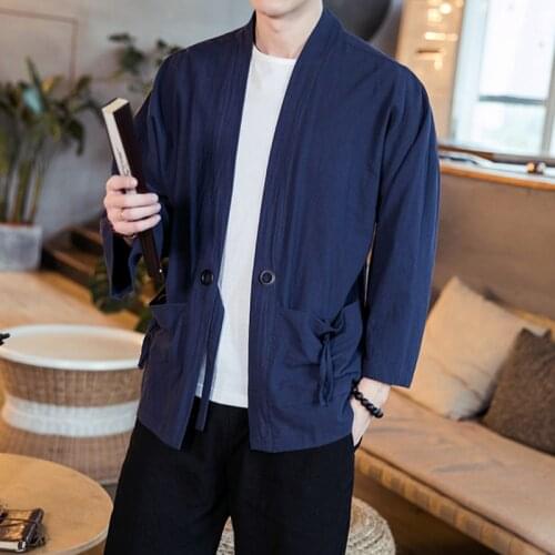Sincism Store Men Summer Kimono Jackets 2020 Japanese Vintage Man Cardigan Coats With Belt Plus Size Male Jacket Clothes