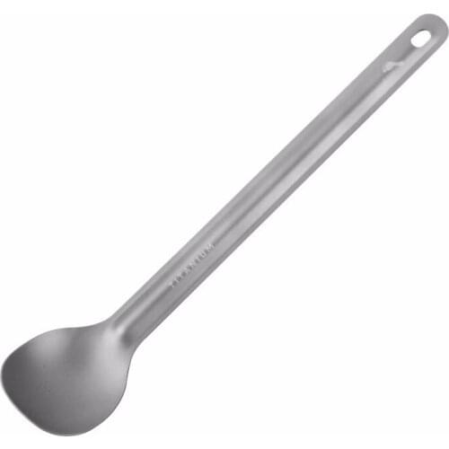 215mm TOAKS Titanium Spoon Anti-corrosion Ultralight Titanium Sandblasted Spoon Long Handle Camping Tableware Spoon 16g SLV-03