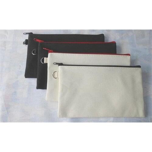 50pcs/lot 11*20cm Pure white cotton canvas cosmetic Bags DIY women blank plain zipper makeup bag phone clutch bag keychain bag