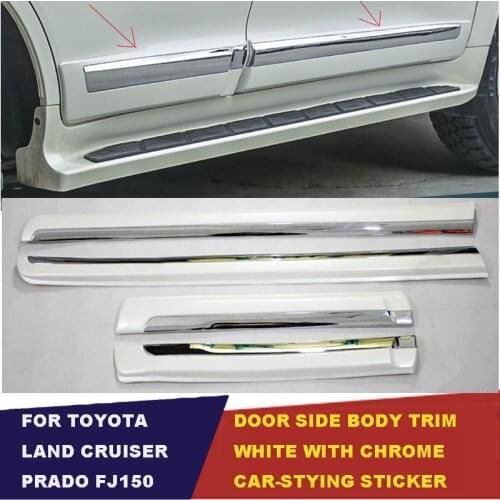 UBLUEE Accessories For Toyota Land Cruiser Prado FJ 150 2010-2018 white with Chrome Door Side Moulding body moulding Cover Trim