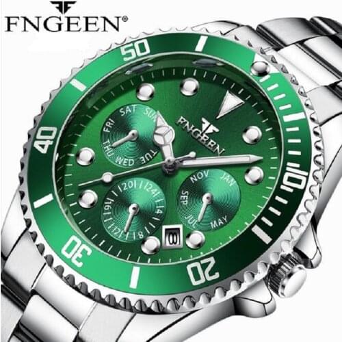 Brand Luxury MenS Watches Steel Luminous large dial Watch Men Fashion Quartz Clock Business Date Waterproof Reloj Hombre 2020