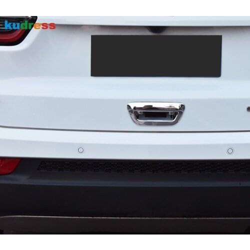 For Jeep Compass 2020 2019 2017 2018 ABS Chrome Rear Trunk Door Handle Cover Trim Door Bowl Insert Panel Frame Sticker