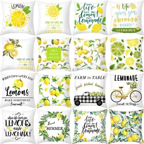 Europe Peachskin Polyester Pillow Cover Brief Yellow Lemon Pillow Case For Home Chair Sofa Car Decoration Pillowcases 45cm