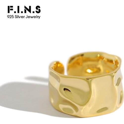F.I.N.S Irregular 925 Sterling Silver Rings For Women Wide Concave Surface Ins Style Fashion Fine Jewelry Gold Open Ring 2019