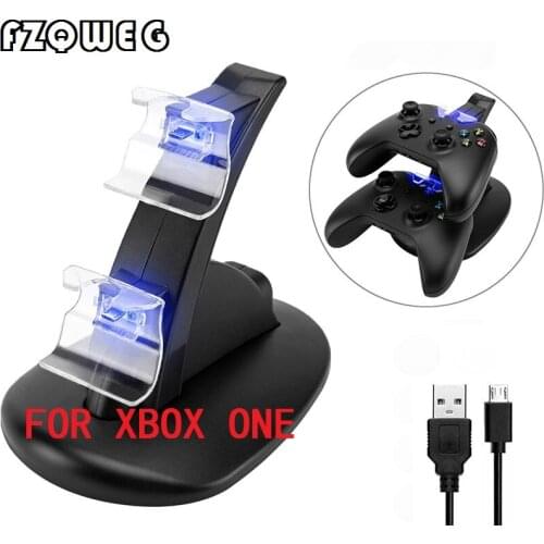 FZQWEG USB LED Light Dual Controller Charging Dock Station Charger For Microsoft for Xbox One Controllers Game Accessories