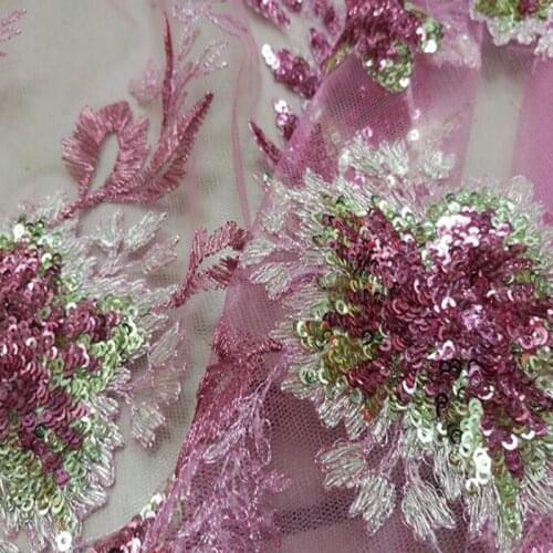 Good Embroidered Shining Sequins Net Fabric Embroidery Snowflake Flower Net Mesh Fabric Sewing DIY Wedding Dress/Fashio Suit