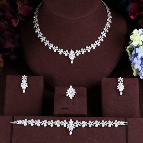 Jankelly Nigeria 4pcs Bridal Zirconia Jewelry Sets For Women Party, Luxury Dubai Nigeria CZ Crystal Wedding Jewelry Sets