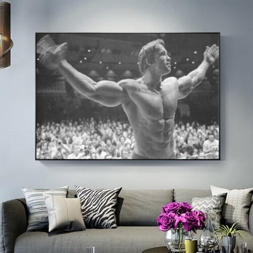Schwarzenegger Bodybuilding Canvas Painting Cuadros Fitness Inspirational Posters and Prints Wall Art Pictures for Living Room