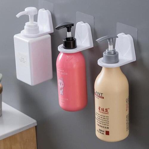 Shampoo Holder Hook, Adhesive Wall Mounted for Bottles with Pump Dispenser for Shower Kitchen Bathroom