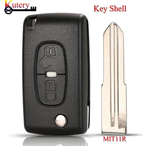 Kutery Folding Car Key Shell For Peugeot 4007 4008 For Citroen C4 2Buttons With MIT11R Blade Remote Key Case Fob Cover