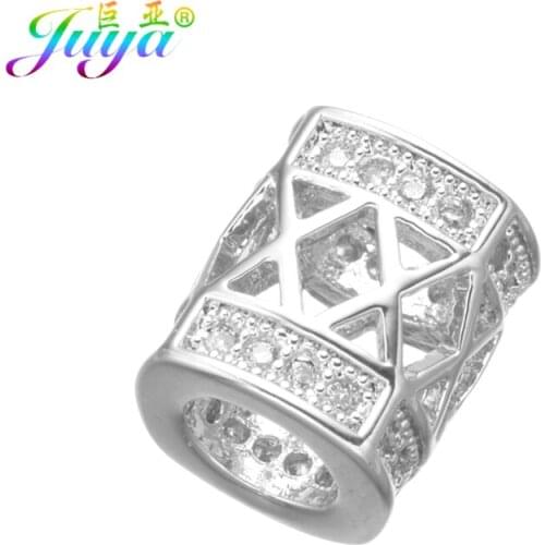 DIY Metal Beads Accessories Micro Pave Zircon Hollow Metal Tube Beads For Women Men Natural Stones Jewelry DIY Making