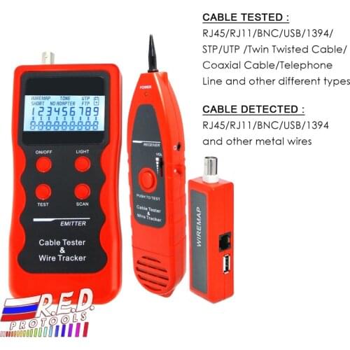 Digital Multipurpose LCD LAN Cable Tester,Test 5E,6E,telephone wire,coaxial cable,BNC,RJ45,RJ11,USB cable, 1394 line