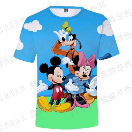 Disney Anime Boy Girl Kids Mickey Mouse Fashion Men Women Children 3D Print T Shirt Summer Short Sleeve Casual Cool Tops Tee