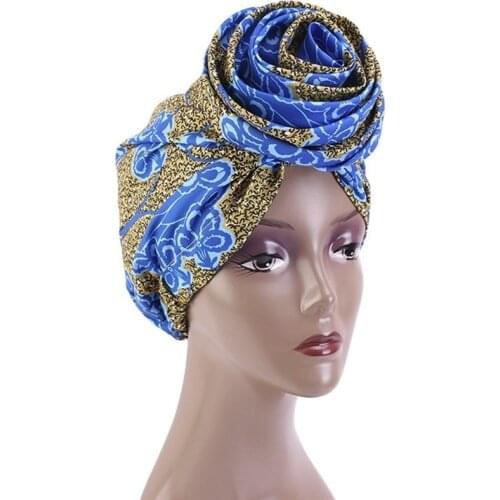 Fashion Hair Cap For Sleeping African Printed Satin Lining Turban Pan Flower Haircaring Hat Accessories Women National Bonnet