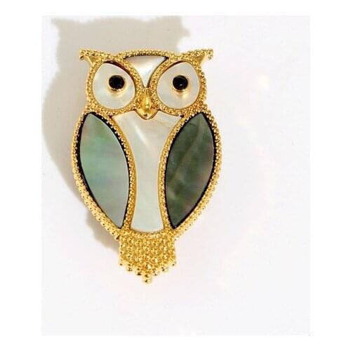 New product brooch female owl design pin anti-glare buckle mother-of-pearl enamel brooch custom high-end jewelry wholesale