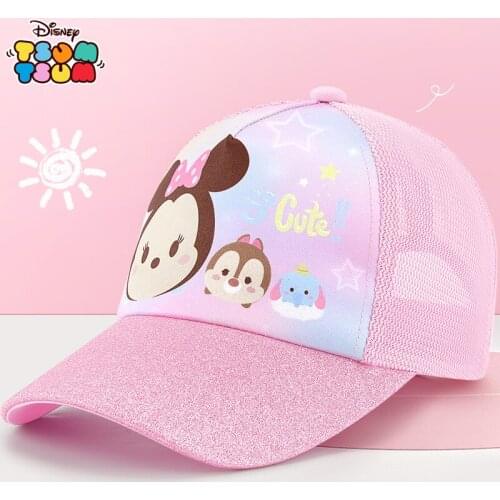 2021 New Disney Tsum Tsum Pattern Girl Bucket Hat Thin Mesh Ventilation Baseball Cap Adjustable Children Summer Hat for Girls