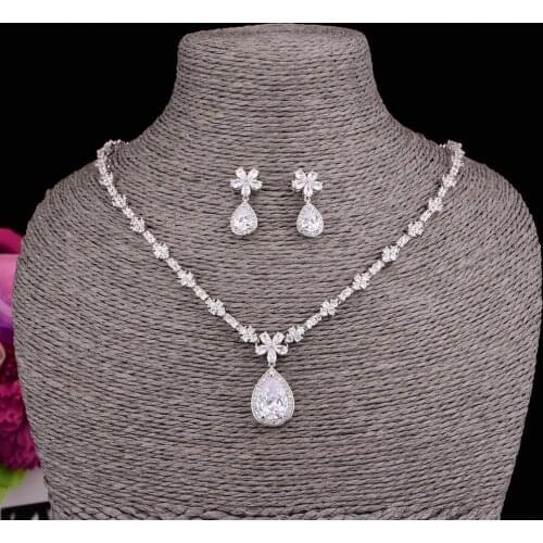 New Arrival Flower Jewelry Sets For Woman Cubic Zirconia Wedding Necklace Set Bride Jewelry Girlfriend Gift CZL-6068