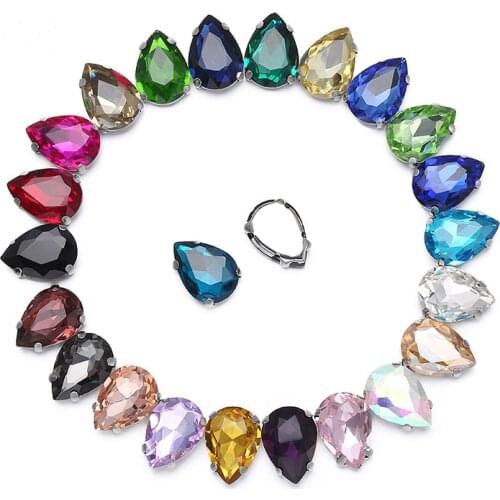 New !mix Color Crystal Glass Sew-on Rhinestones with Claw DIY Dresses and Clothes13*18 10*14 7*10 18*25 20*30