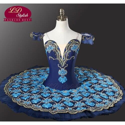 Wholesale Navy Professional Ballerina Tutu Classical Ballet Tutu Costume Stage Performance Royal Blue Swan Tutu Dancewear LD0030
