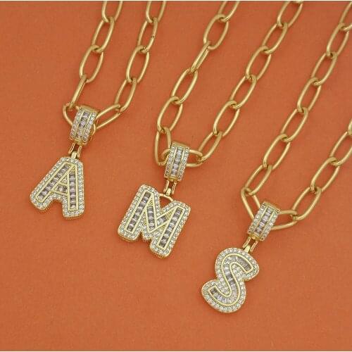 Initial Name Alphabet Necklace for Women iniciales 24k Gold Necklace with Letter Pendant Cubic Zirconia Necklaces collar letra