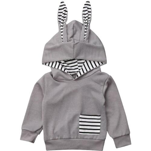 2018 Baby Boys Girl Ear Hooded Coat Jacket Toddler Kids Rabbit Ears Hoodies Outfit Clothes 0-4T Outfits