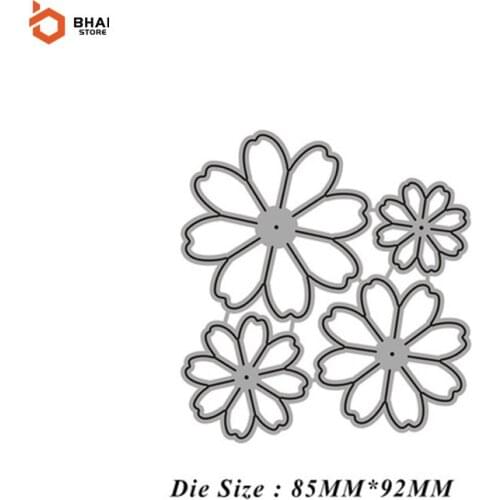 4Pcs Flowers Metal Cutting Dies Stencil Scrapbooking DIY Album Stamp Paper Card Embossing Decor Craft 2021 New