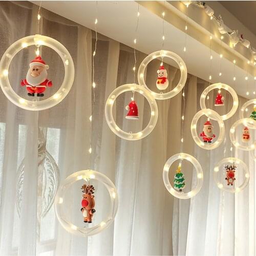 DIY Christmas Light String New Year Christmas Trees Ornaments Hanging Lights LED Holiday Decoration Garland Lamp Garden Lighting