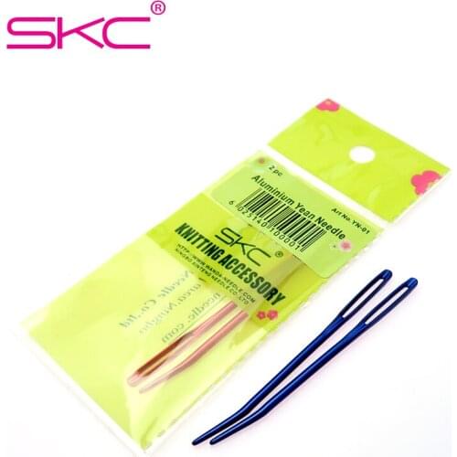 SKC Aluminum Bent Tip Tapestry Darning Knitting Needles Needlework Crafts Random Color Big Eye Yarn Knitting Needle