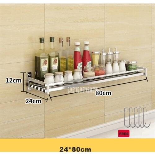 304 Stainless Steel Seasoning Rack Punching Kitchen Microwave Oven Storage Shelf Removable Wall Mounted Oven Holder Bracket