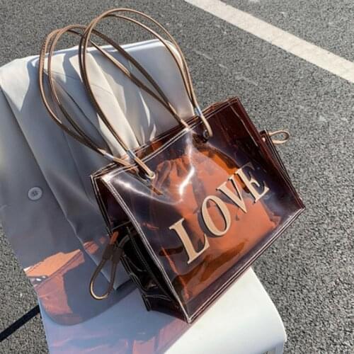 SUNNY BEACH Clear PVC Shoulder Handbags 2021 New Jelly Transparent Plastic Summer Vacation Beach Shoulder Bags Big Size Tote Bag