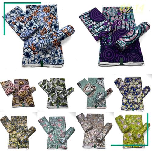 6 Yards/lot African Fabric Geometric Patterns Ankara Gold powder Farbic For Sewing Wax Print Fabric by the Yard 100% Cotton 02