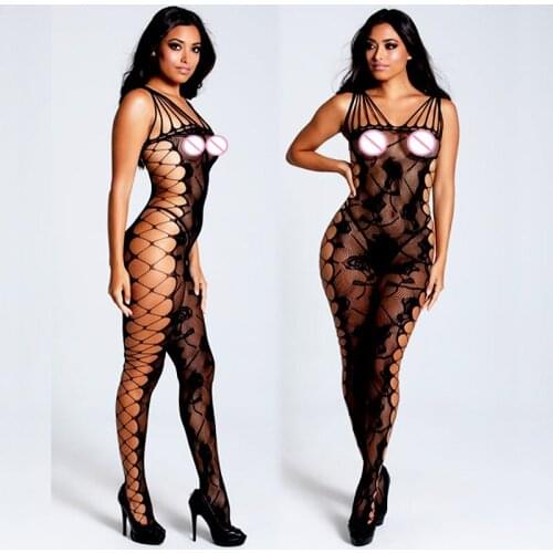 Strappy Erotic Fishnet Sheer Crotchless Crossover Corset Side Rose Body Stocking Hot Lingerie Seamless Crotchless Latex Catsuit