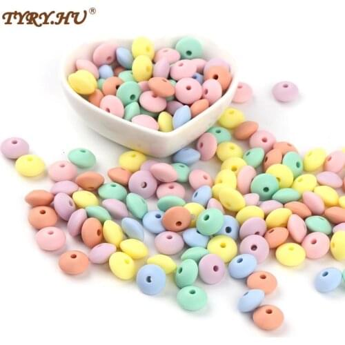 TYRY.HU 500 piece Silicone Lentil Bead Baby Teething Teether Necklace DIY Pacifier Chain Flat beads Food Grade Silicone