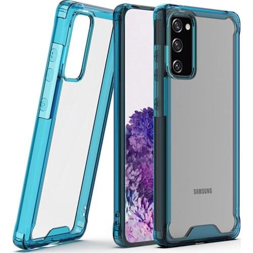 Ultra Thin Clear Shockproof Armor Glossy Plain Phone Case Samsung s20FE s20Plus note20 Ultra Transparent TPU+PC Back Phone Cover