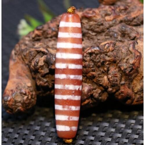 Treasure Unique Energy Tibetan Old Red Agate 11 Line Healer Medicine dZi Bead Amulet Pendant $$$ Timestown UPD210106A