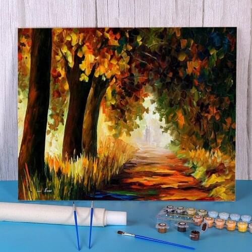 Under The Arch Autumn DIY Painting By Numbers Package Acrylic Paints 50*70 Boards By Numbers Handmade Adults Handicraft