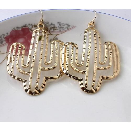 Rose Gold Hammered Cactus Drop Earrings 2020 Handmade Famous Brand Designer Jewelry Wholesale