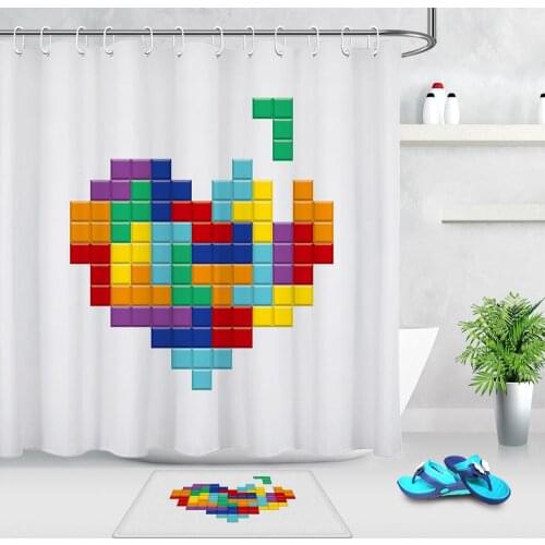 High Quality Washable Bathroom Curtains Cartoon Heart Pattern Shower Curtain Polyester Bath Screens Home Decoration