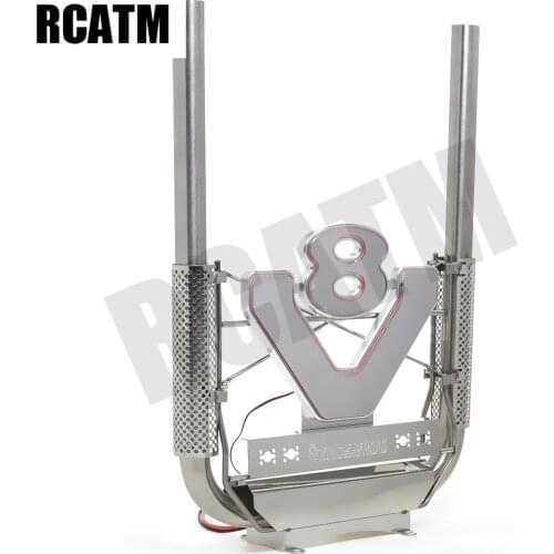 High Quality Metal V8 Illuminate Double Exhaust Chimney For Tamiya 1/14 Scania 620 56323 730