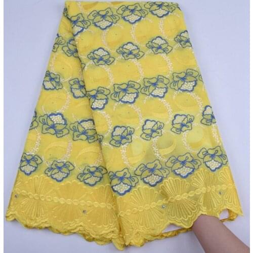 Yellow Swiss Voile Lace In Switzerland High Quality Embroidery African Lace Fabric Fashion French Cotton Lace Tulle Fabric S1738