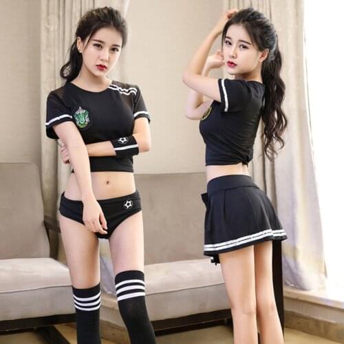Ladies sexy cheerleading uniform temptation mini skirt student stockings thong JK temperament ladies transparent sexy underwear